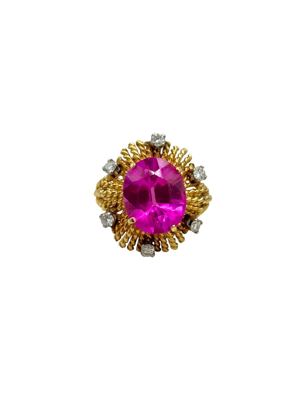 14kt Gold Pink Topaz and Diamond ring.